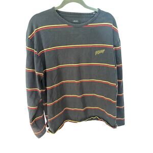 10 Deep Striped Long Sleeve Tee - Black/Red/Yellow - XL - vintage 2015